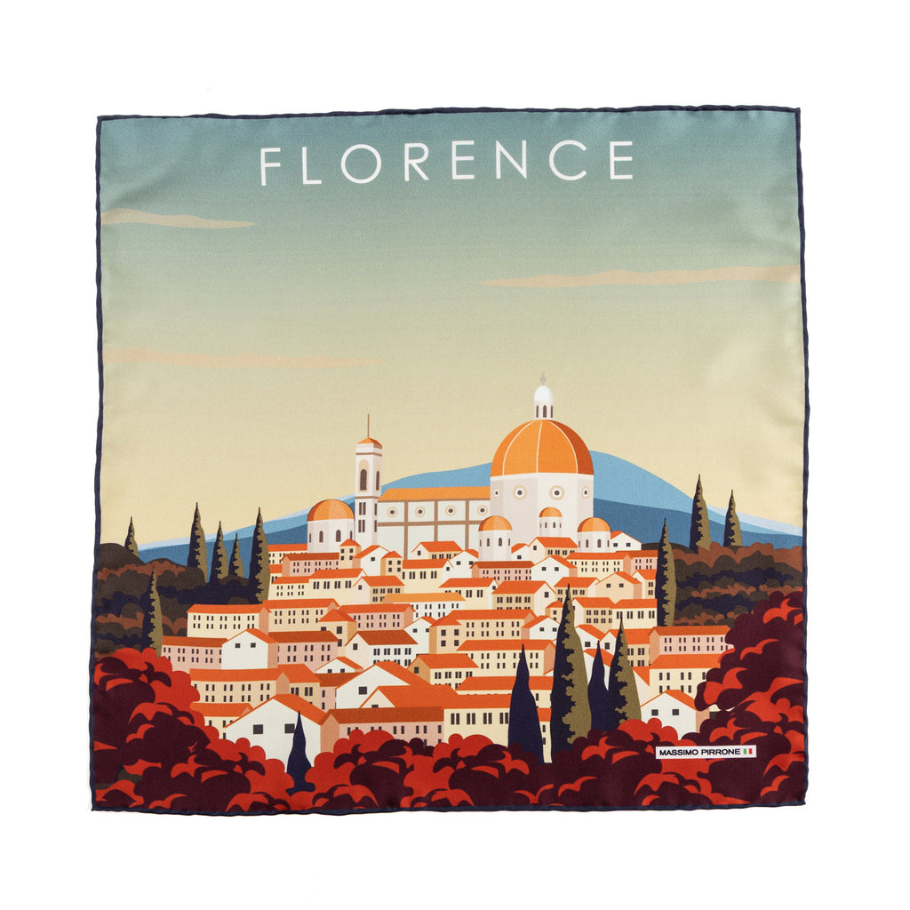 Silk Pocket Square Firenze hand stiched edges