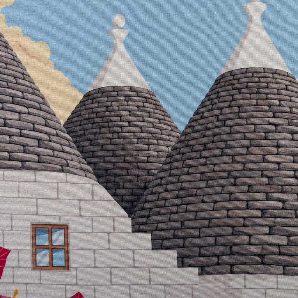 Silk Pocket Square Alberobello Puglia  hand stiched edges