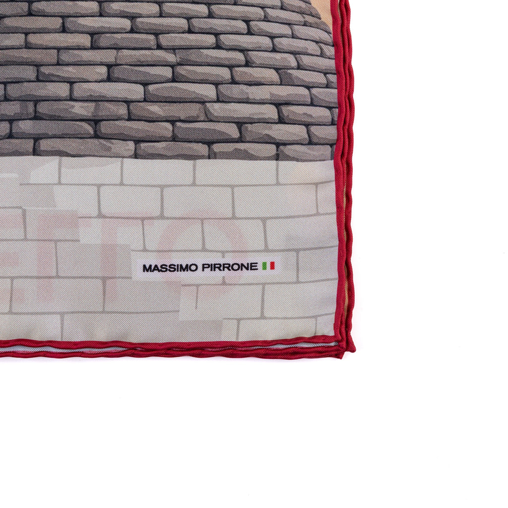 Silk Pocket Square Alberobello Puglia  hand stiched edges