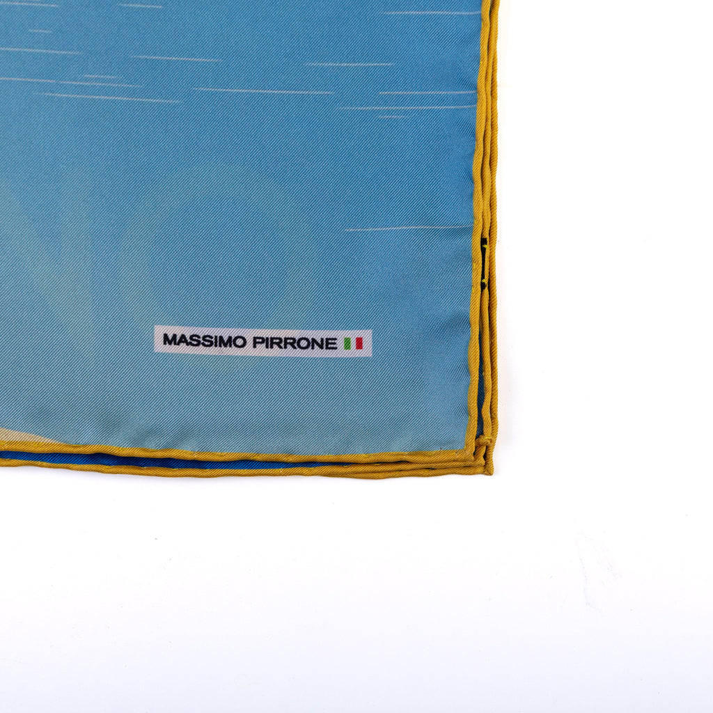 Silk Pocket Square Palermo Sicilia  hand stiched edges
