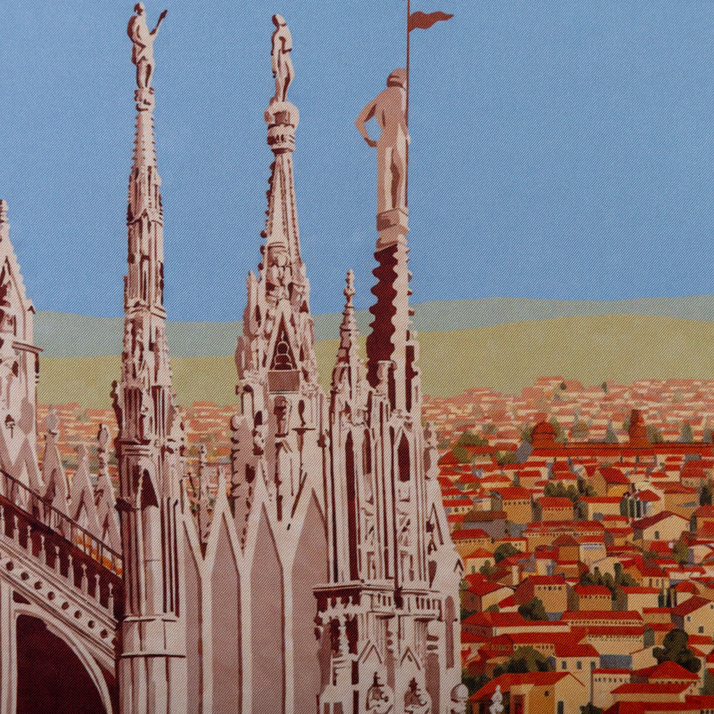 Silk Pocket Square Duomo di Milano hand stiched edges
