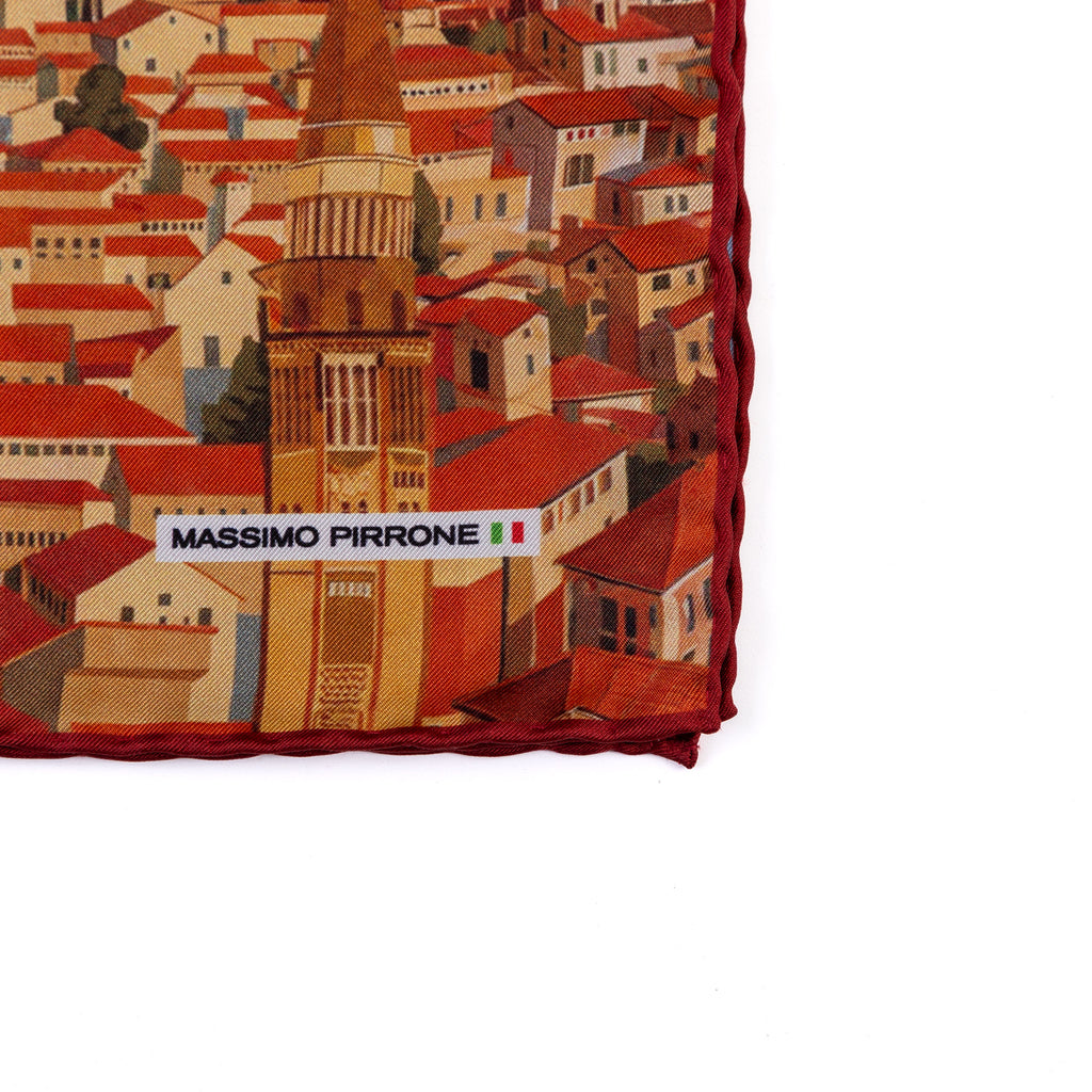 Silk Pocket Square Duomo di Milano hand stiched edges