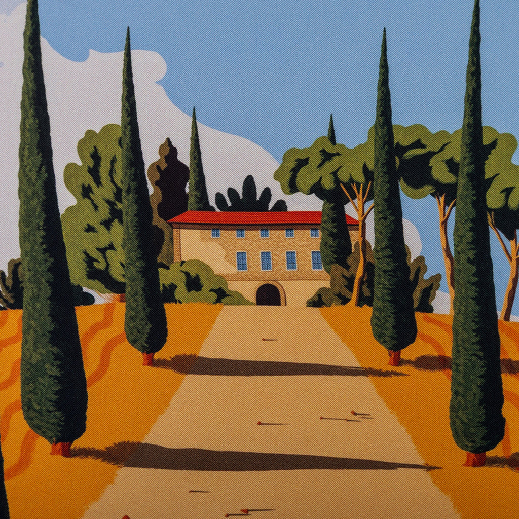 Silk Pocket Square Chianti Toscana hand stiched edges