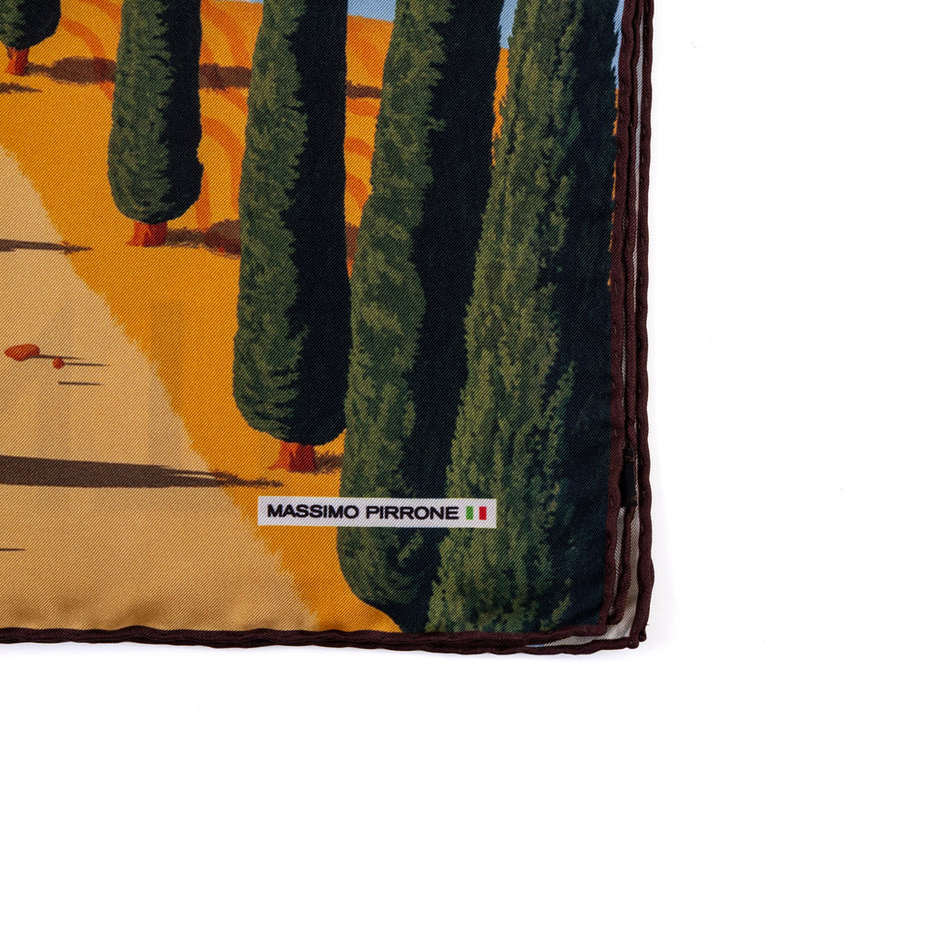 Silk Pocket Square Chianti Toscana hand stiched edges