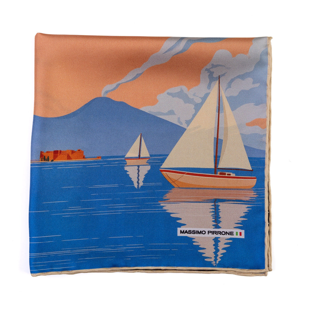 Silk Pocket Square Napoli hand stiched edges
