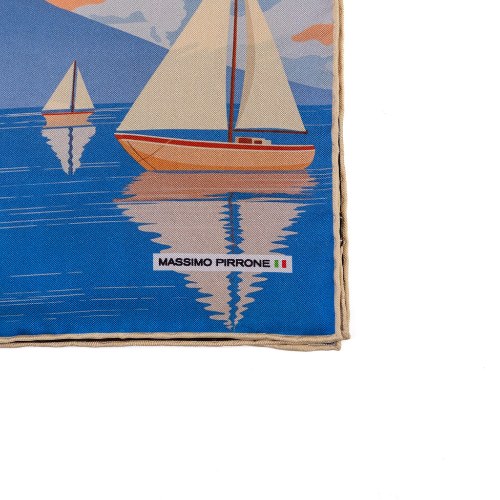 Silk Pocket Square Napoli hand stiched edges