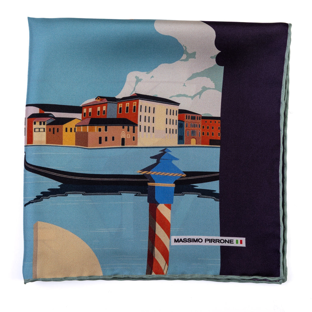 Silk Pocket Square Venezia hand stiched edges