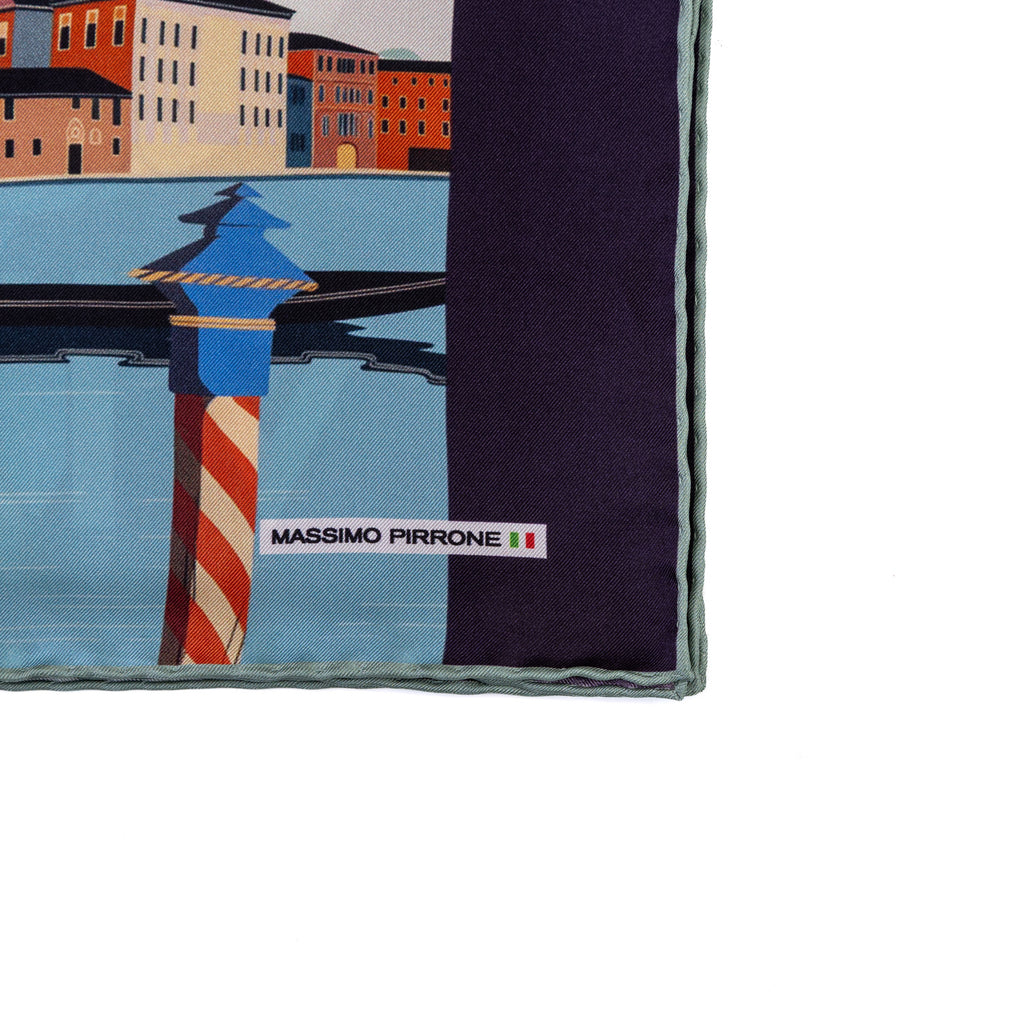 Silk Pocket Square Venezia hand stiched edges
