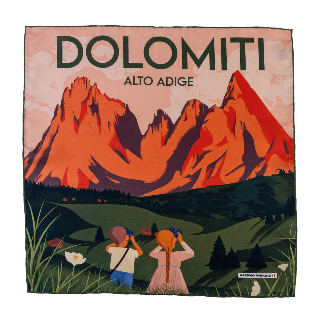 Silk Pocket Square Dolomiti hand stiched edges