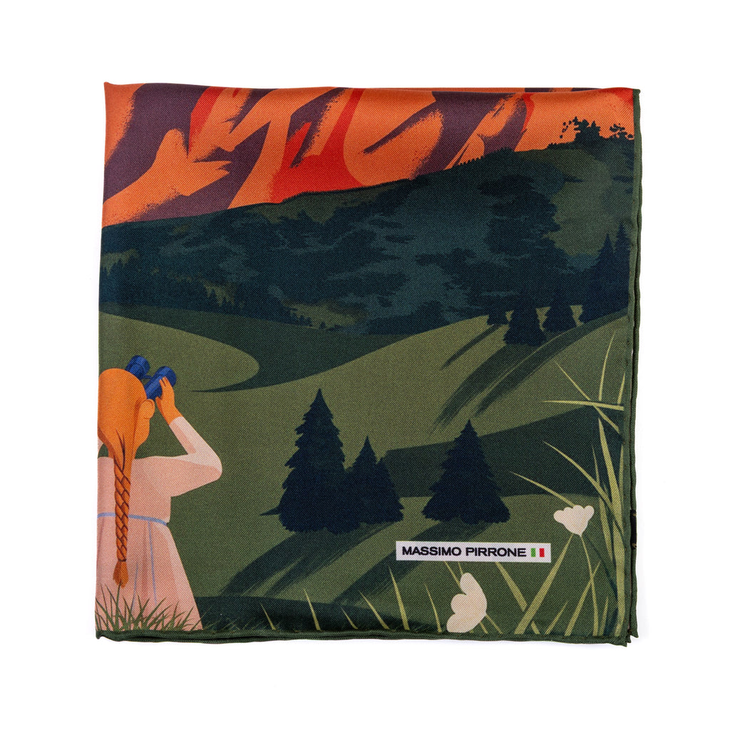 Silk Pocket Square Dolomiti hand stiched edges