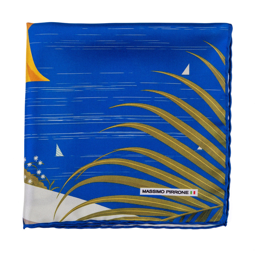 Silk Pocket Square Capri hand stiched edges