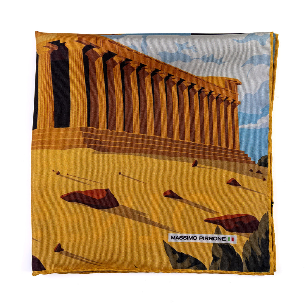 Silk Pocket Square Agrigento hand stiched edges