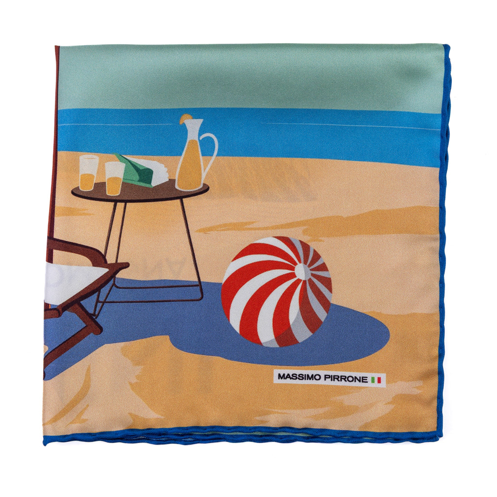 Silk Pocket Square Rimini Emilia Romagna hand stiched edges