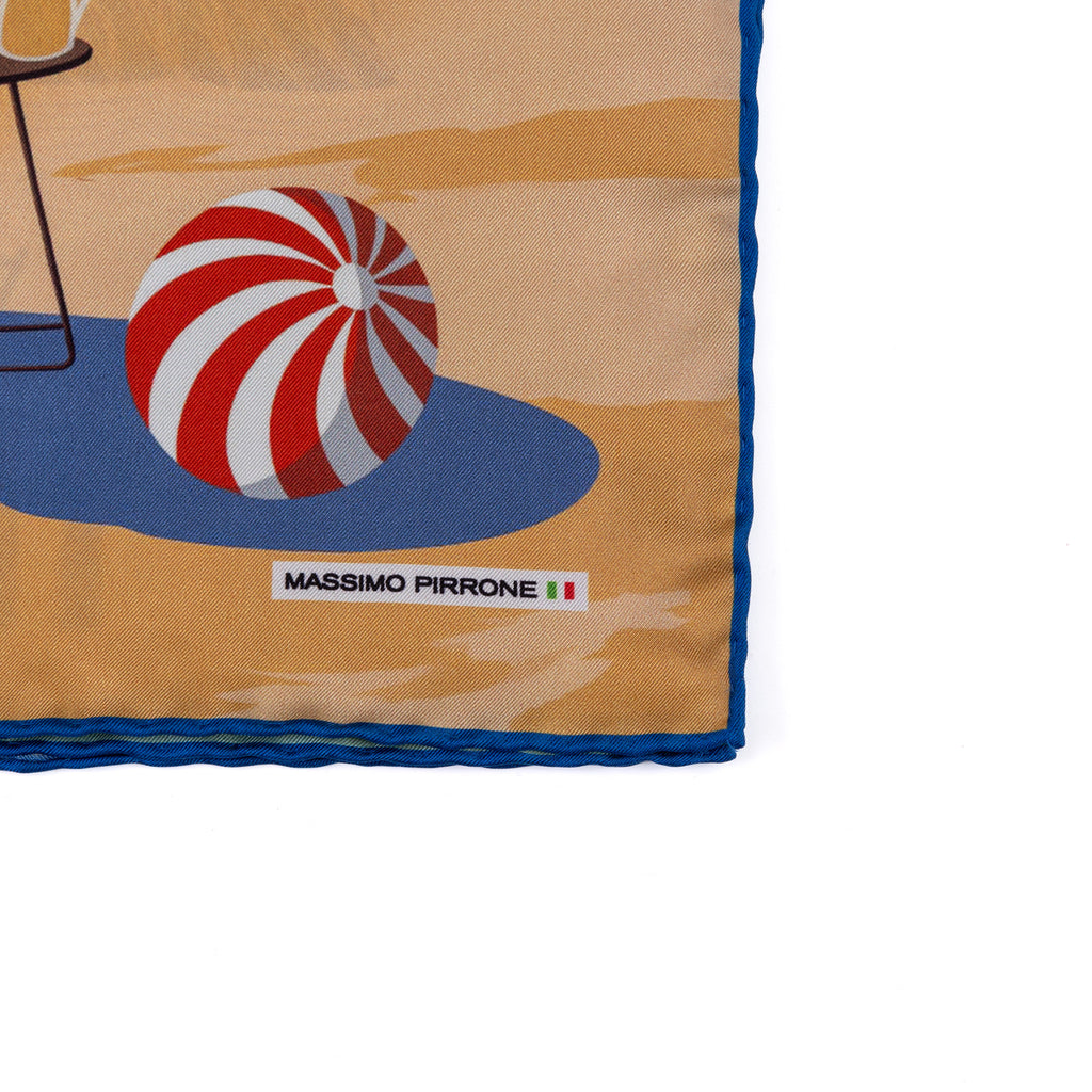 Silk Pocket Square Rimini Emilia Romagna hand stiched edges