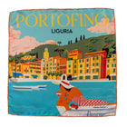 Silk Pocket Square Portofino Liguria hand stiched edges