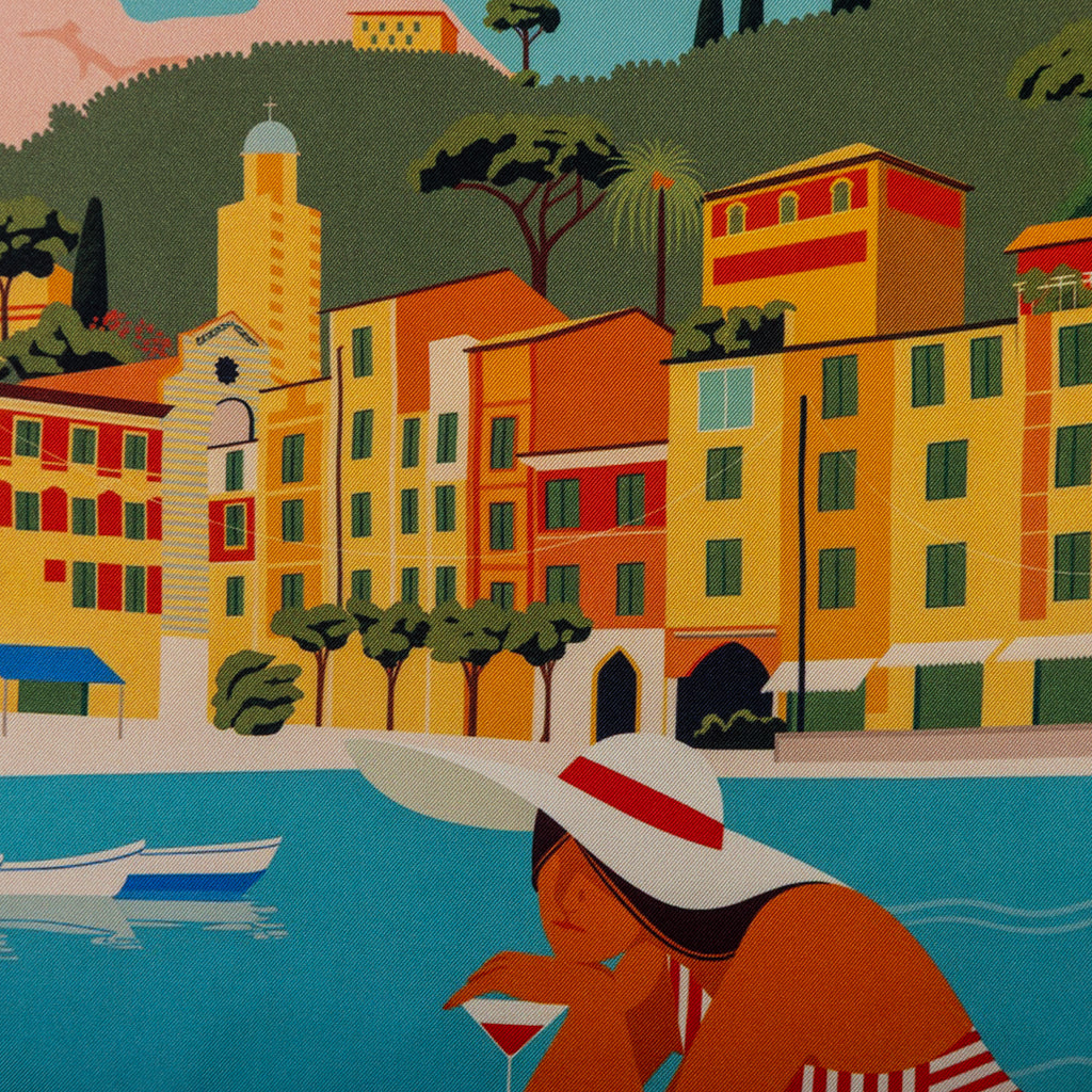 Silk Pocket Square Portofino Liguria hand stiched edges