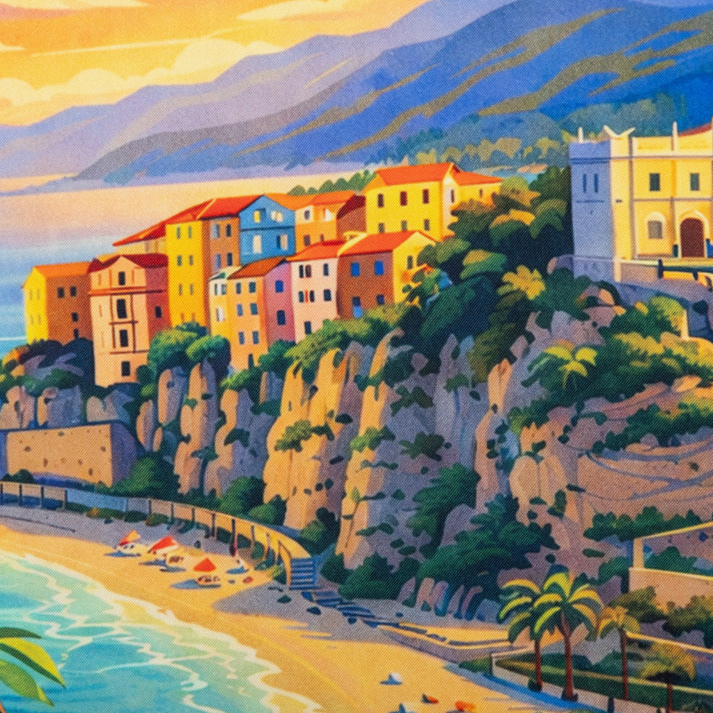 Silk Pocket Square Calabria  hand stiched edges
