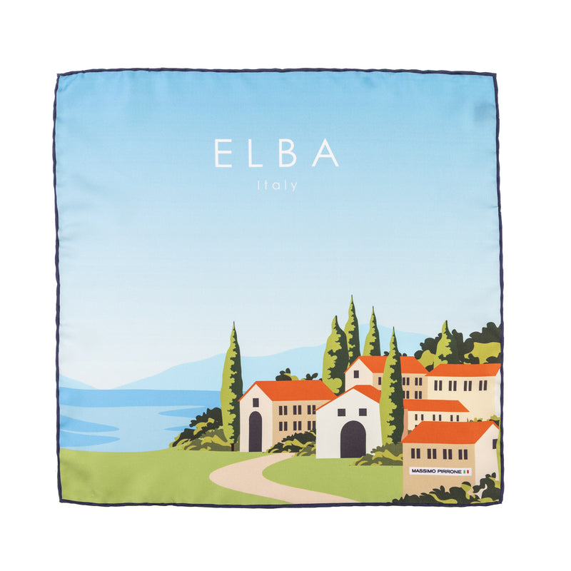 Silk Pocket Square Elba  hand stiched edges