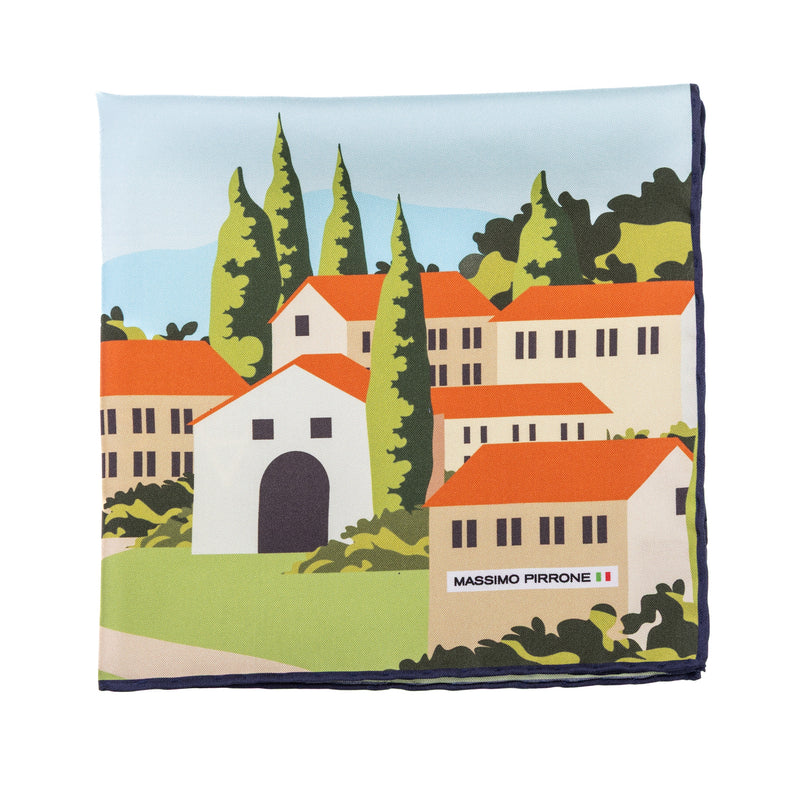 Silk Pocket Square Elba  hand stiched edges