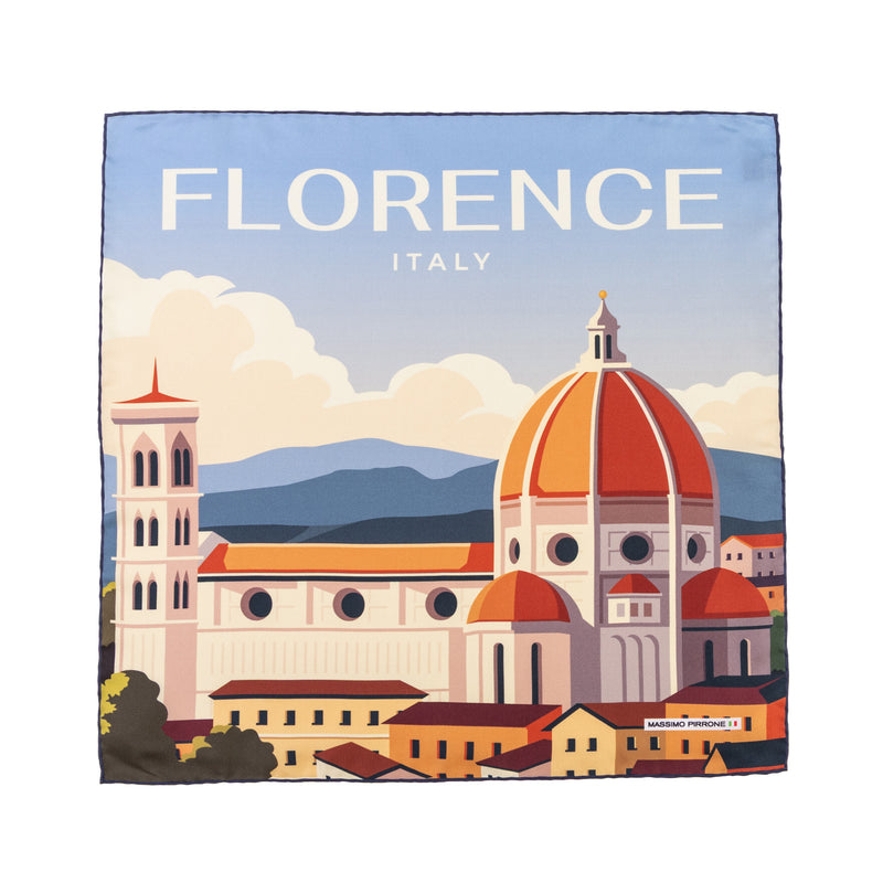 Silk Pocket Square Firenze  hand stiched edges