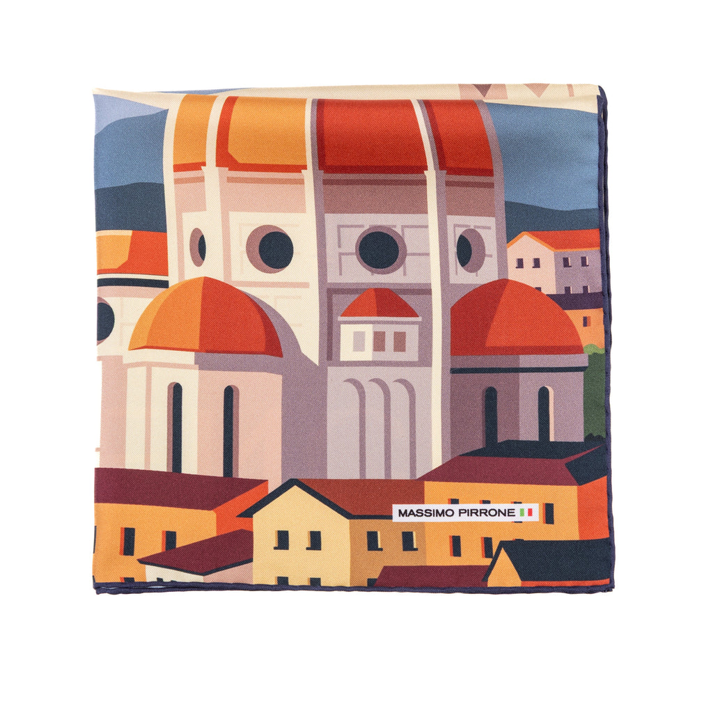 Silk Pocket Square Firenze  hand stiched edges