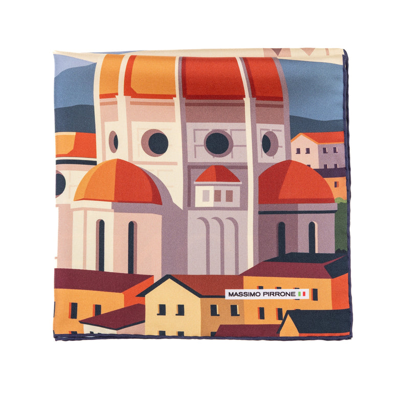 Silk Pocket Square Firenze  hand stiched edges