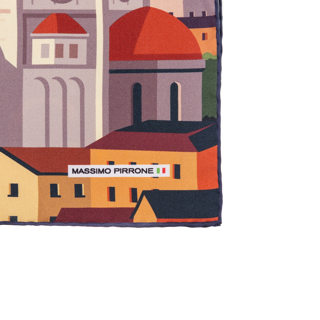 Silk Pocket Square Firenze  hand stiched edges