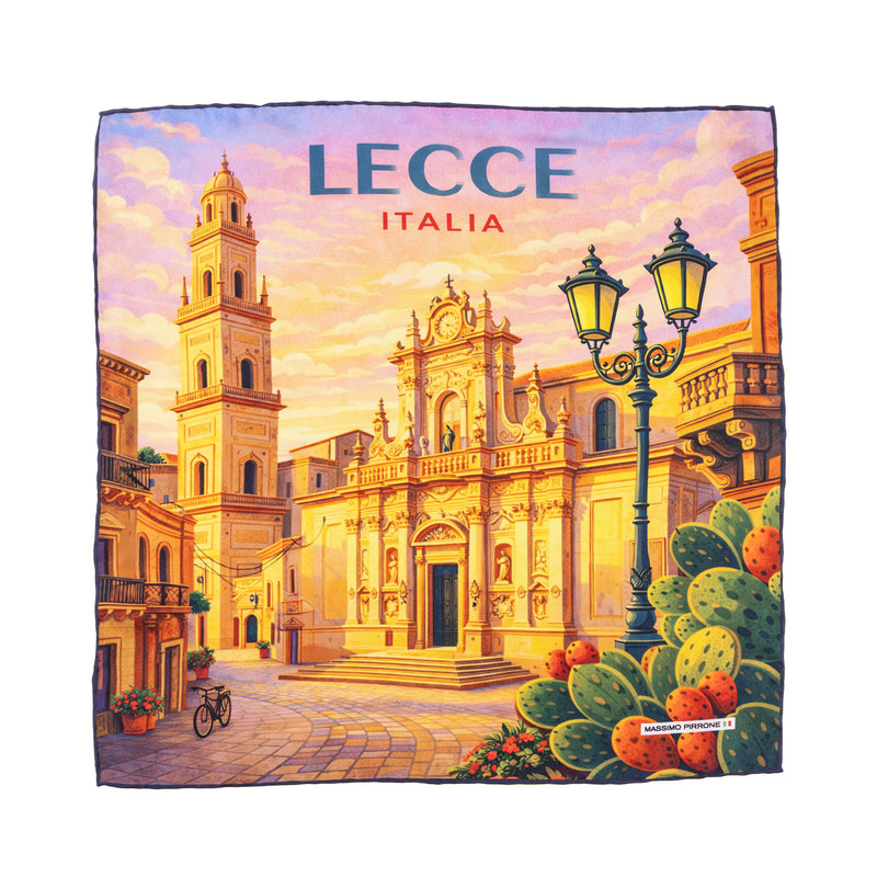 Silk Pocket Square Lecce  hand stiched edges