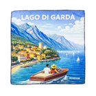 Silk Pocket Square Lago di Garda  hand stiched edges