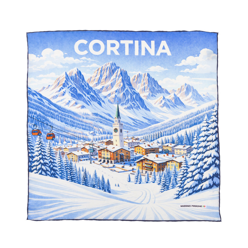 Silk Pocket Square Cortina  hand stiched edges