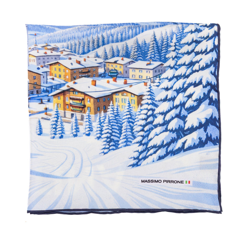 Silk Pocket Square Cortina  hand stiched edges