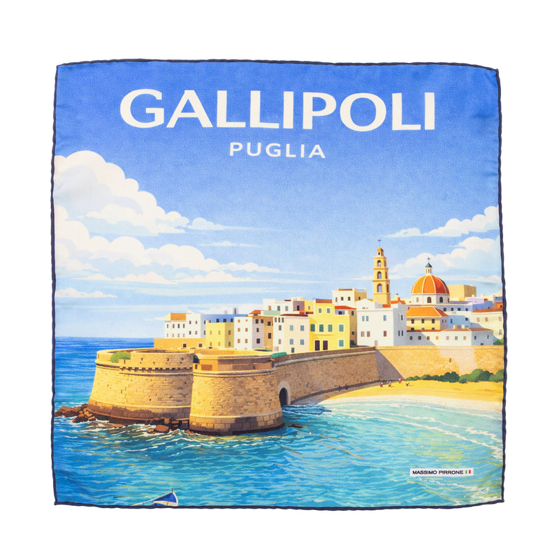 Silk Pocket Square Gallipoli hand stiched edges