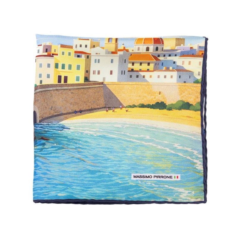 Silk Pocket Square Gallipoli hand stiched edges