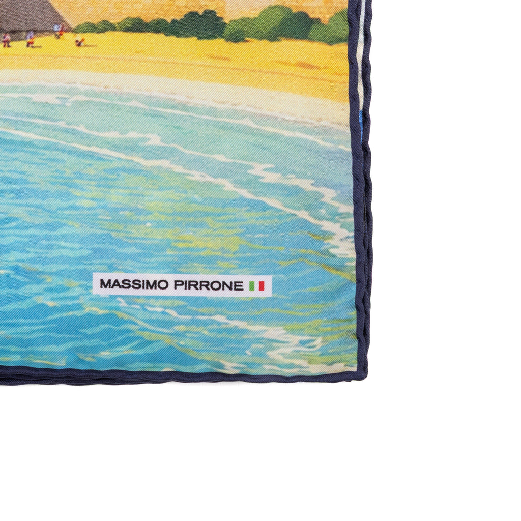 Silk Pocket Square Gallipoli hand stiched edges