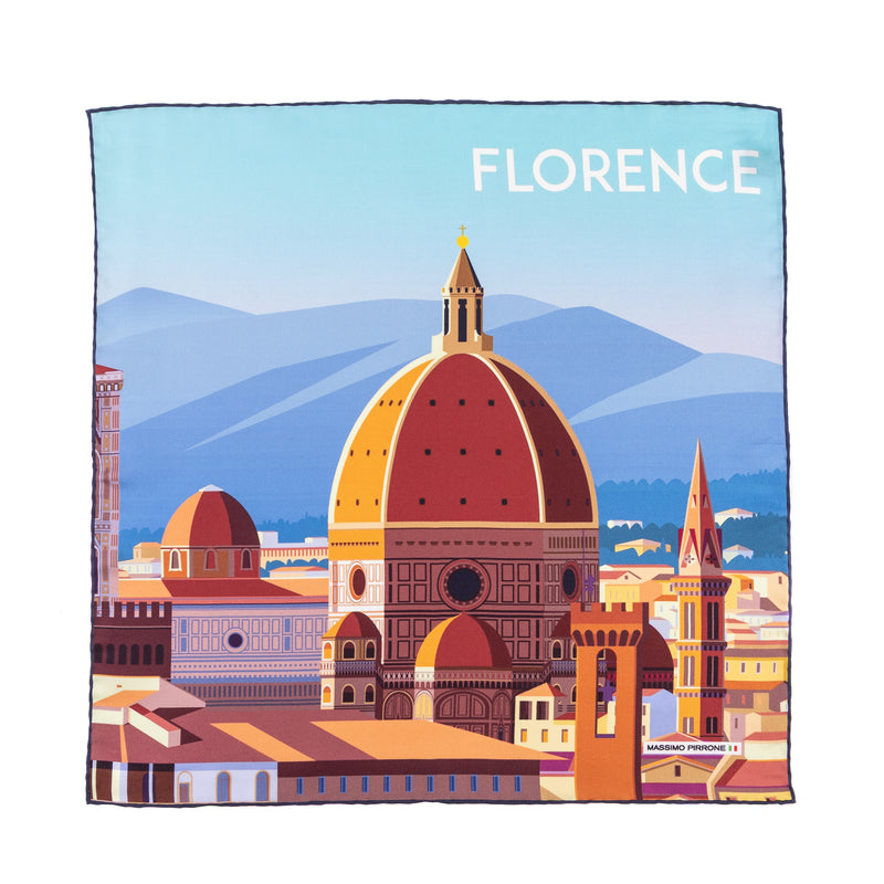 Silk Pocket Square Firenze hand stiched edges
