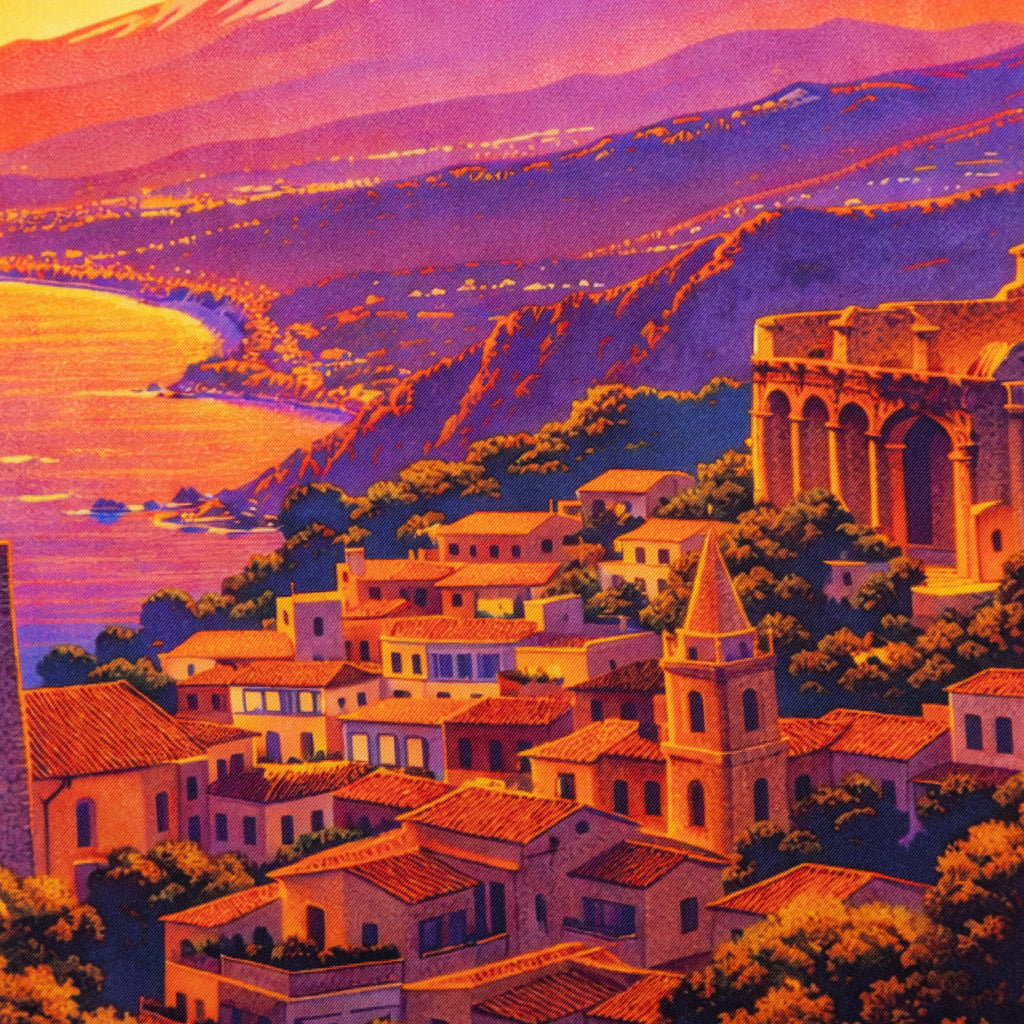 Silk Pocket Square Taormina hand stiched edges