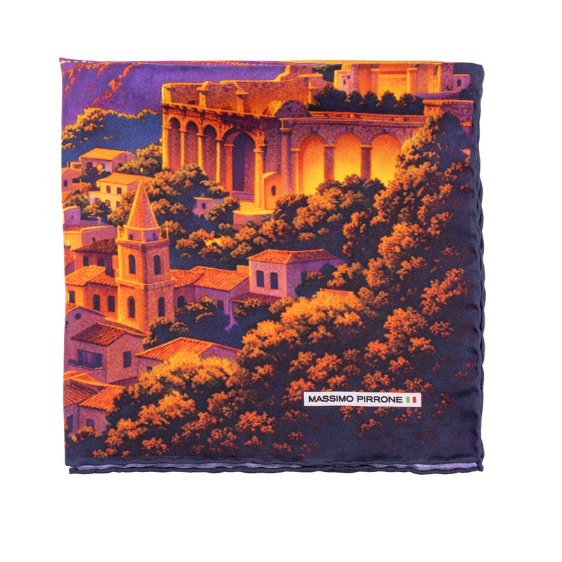Silk Pocket Square Taormina hand stiched edges