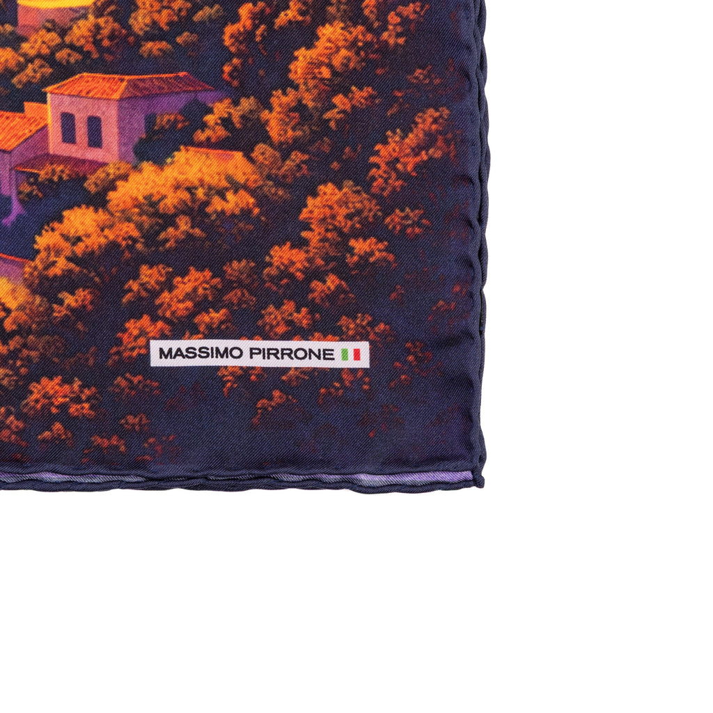 Silk Pocket Square Taormina hand stiched edges