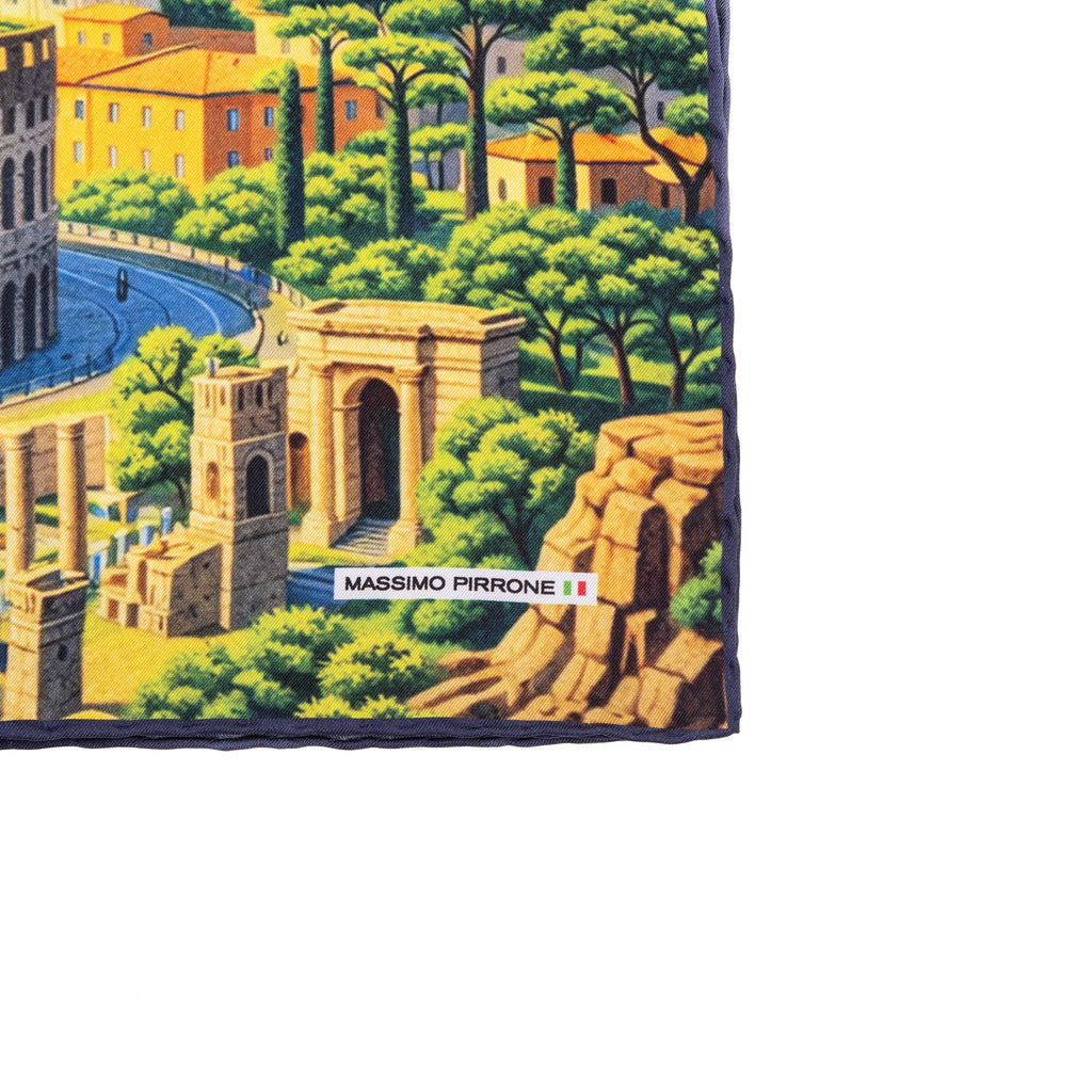 Silk Pocket Square Roma hand stiched edges