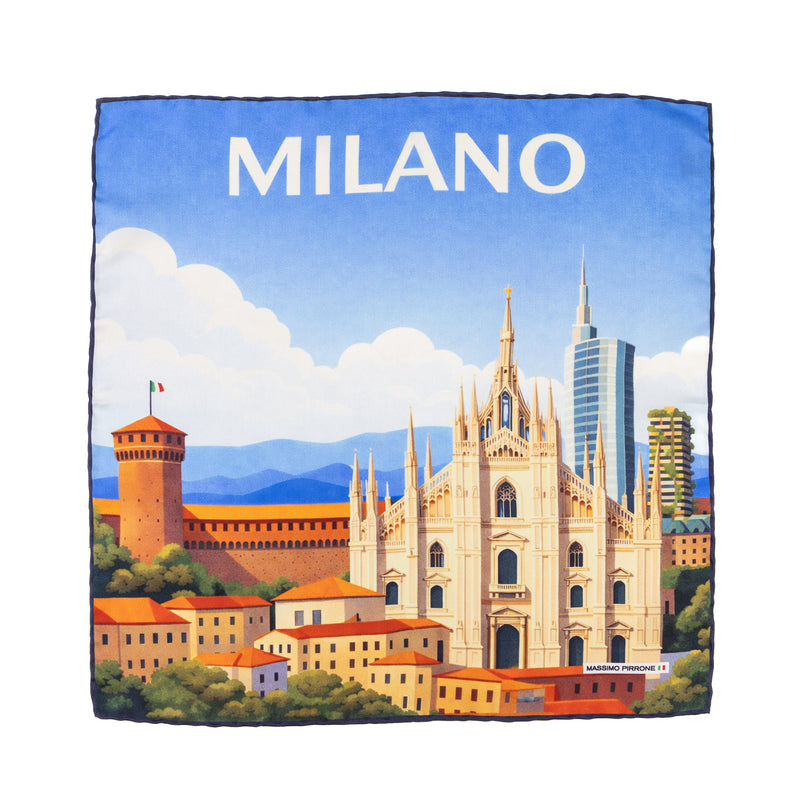 Silk Pocket Square Milano hand stiched edges