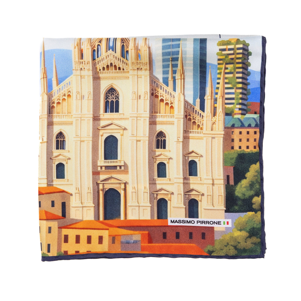 Silk Pocket Square Milano hand stiched edges