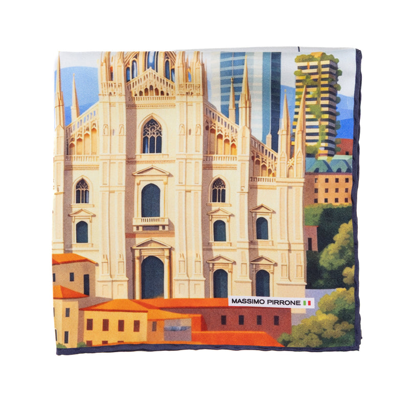 Silk Pocket Square Milano hand stiched edges