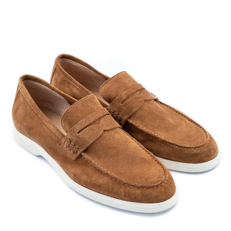 Shoes Moccasino unlined  suede tabacco  - made in italy