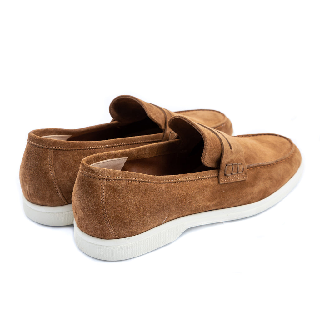 Shoes Moccasino unlined  suede tabacco  - made in italy