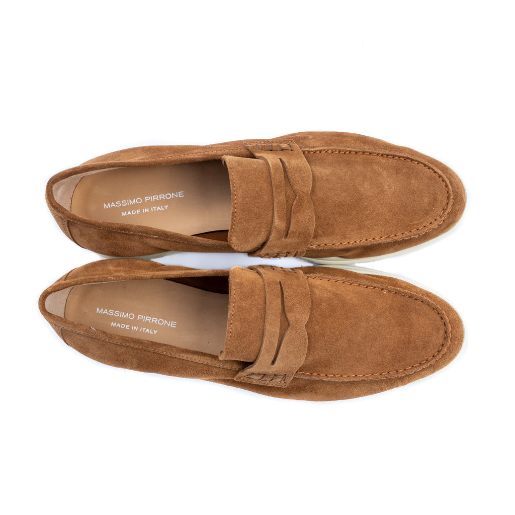 Shoes Moccasino unlined  suede tabacco  - made in italy