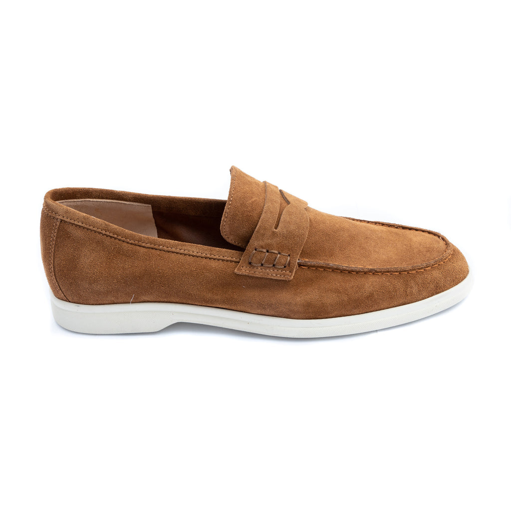 Shoes Moccasino unlined  suede tabacco  - made in italy