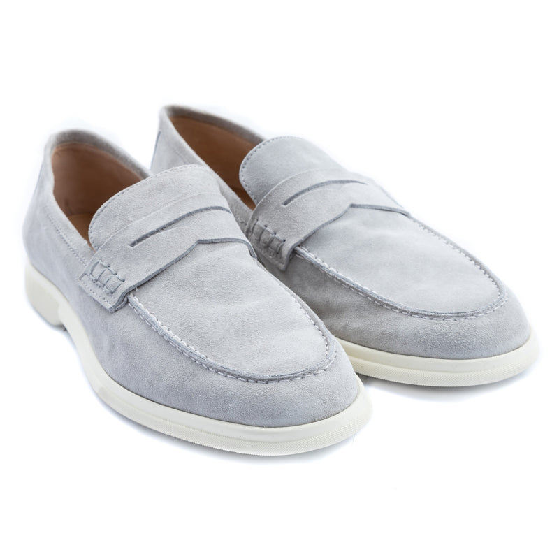 Shoes Moccasino unlined  suede light grey  - made in italy
