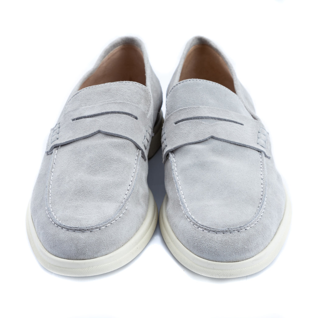 Shoes Moccasino unlined  suede light grey  - made in italy