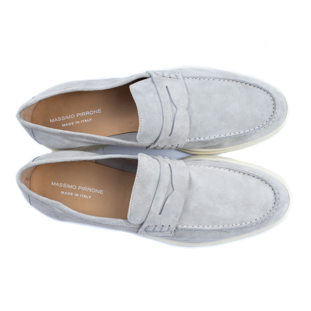 Shoes Moccasino unlined  suede light grey  - made in italy