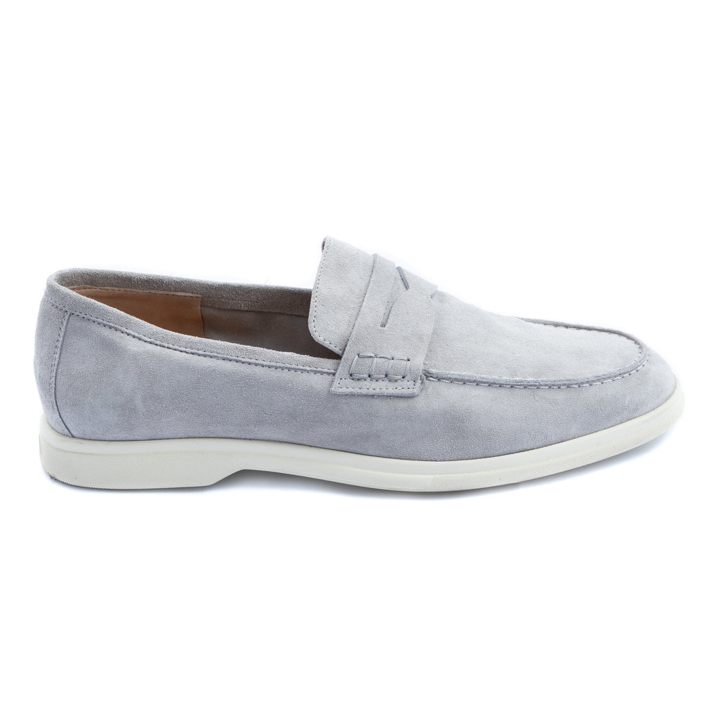 Shoes Moccasino unlined  suede light grey  - made in italy